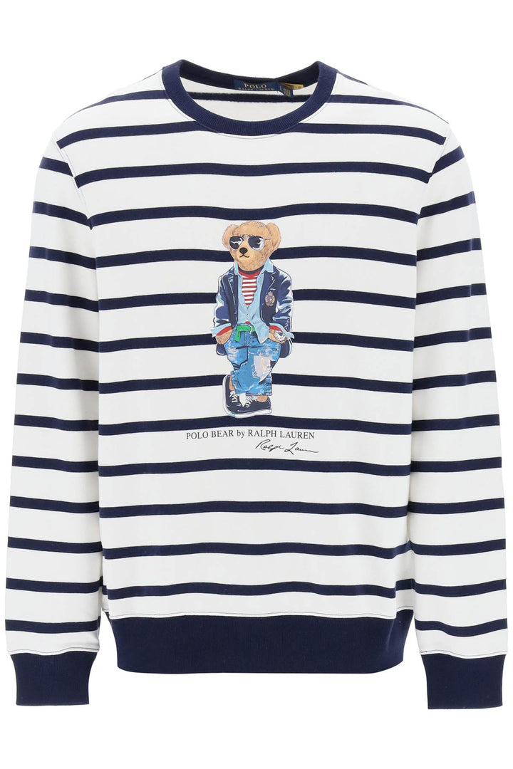 Striped Crew Neck Sweatshirt With Polo Bear Print - Polo Ralph Lauren - Men