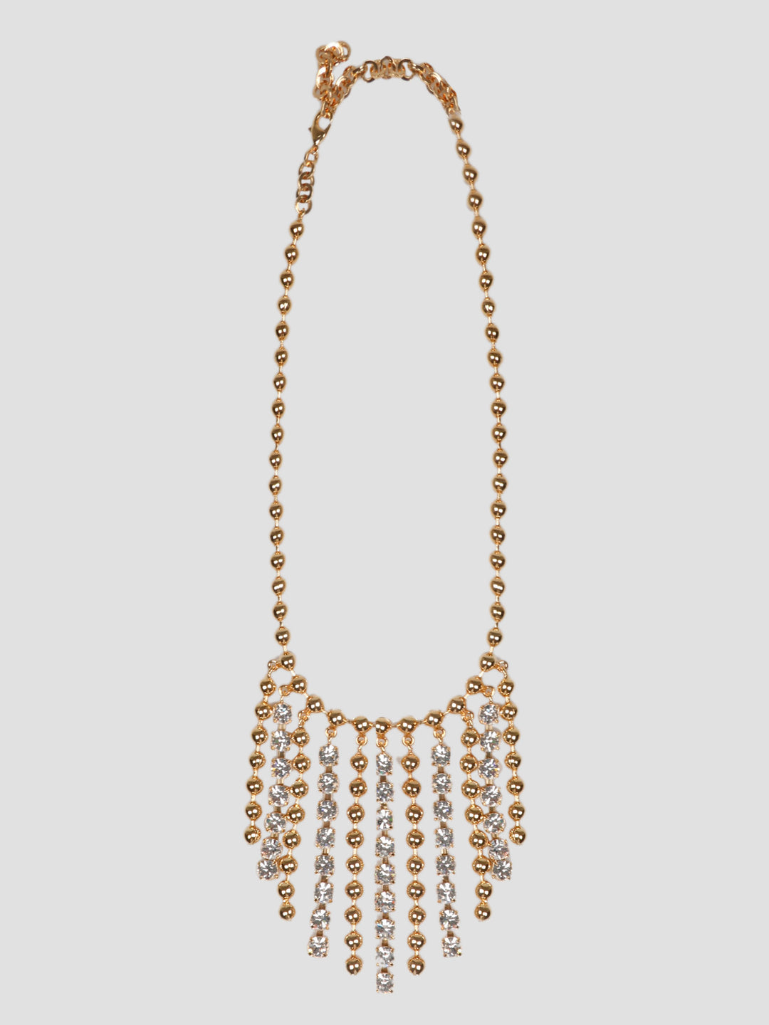 Crystal and chain fringes necklace