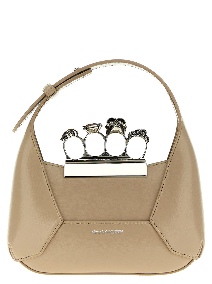 The Jewelled Hobo Mini Hand Bags Beige