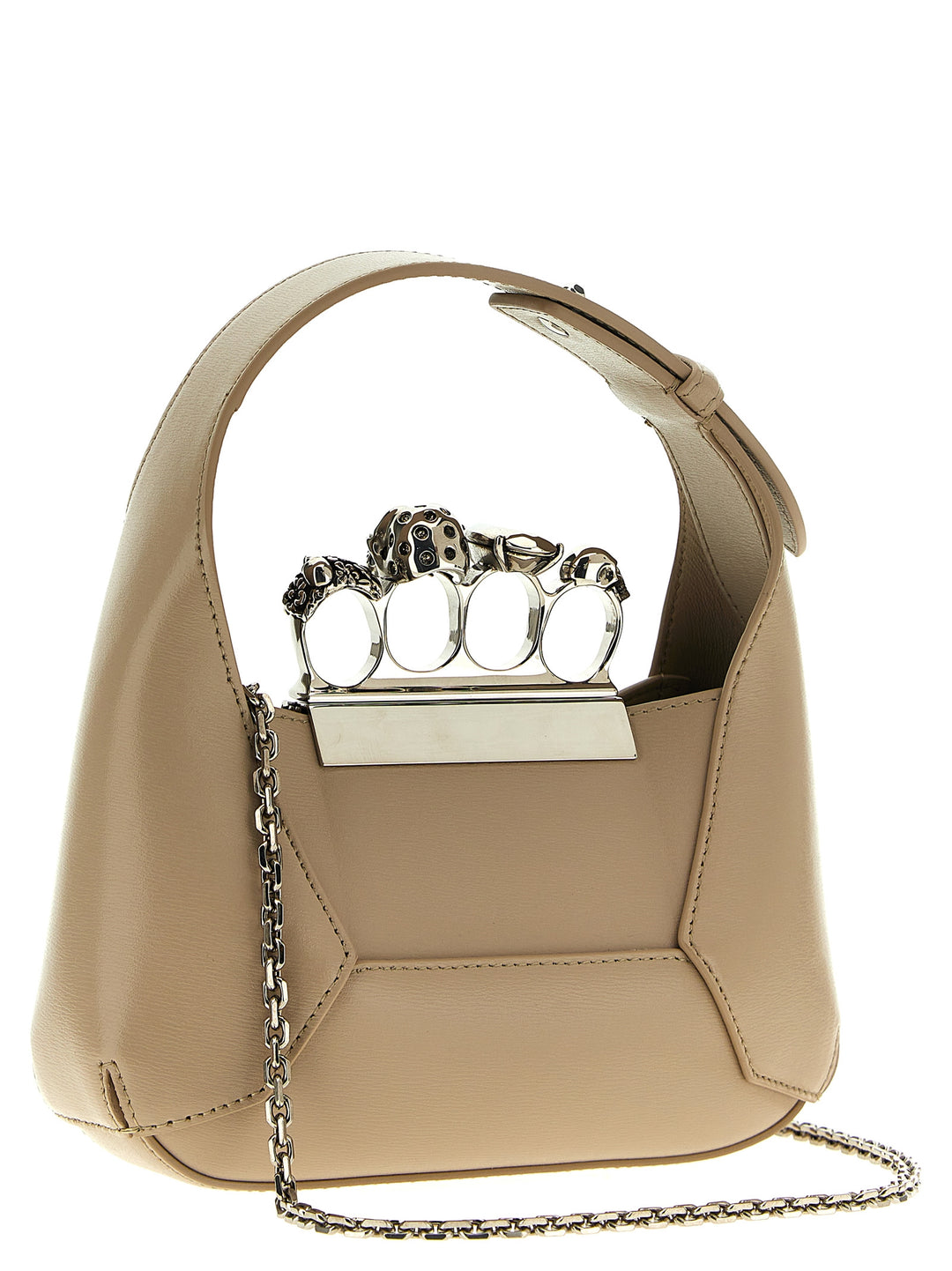 The Jewelled Hobo Mini Hand Bags Beige