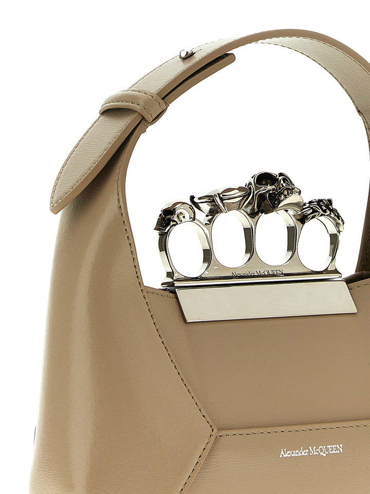 The Jewelled Hobo Mini Hand Bags Beige