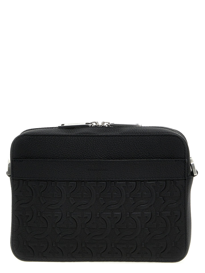 Embossed Logo Shoulder Strap Crossbody Bags Black