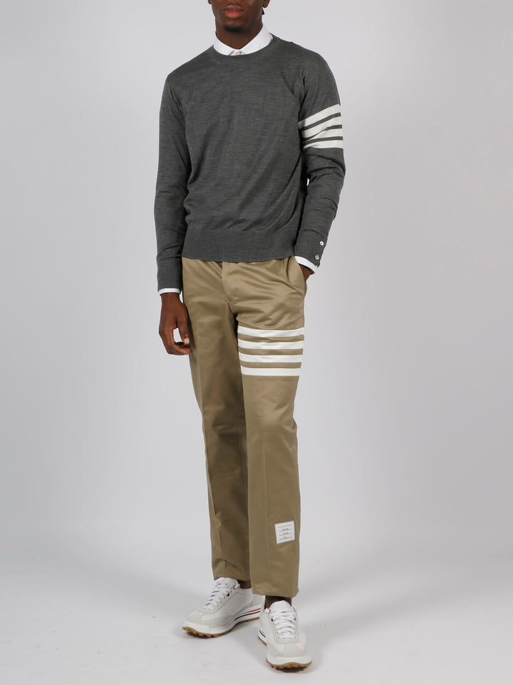 Crew-neck sweater with 4-stripe detail