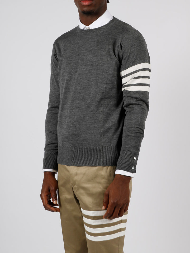 Crew-neck sweater with 4-stripe detail