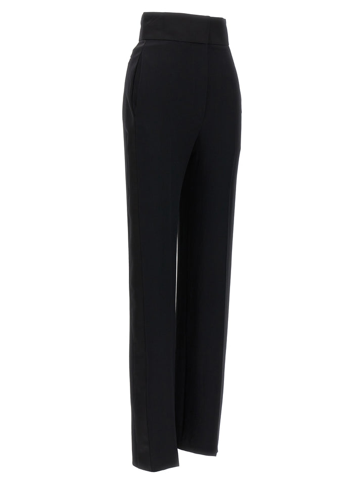 Satin Detail Trousers Pants Black