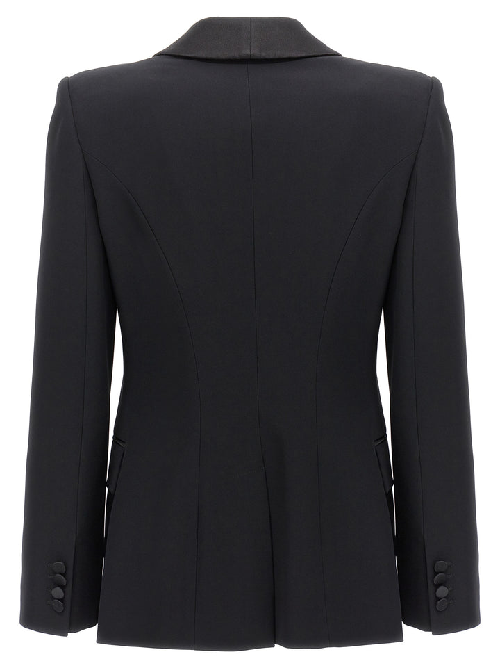 Double-Breasted Blazer With Satin Details Jackets Black