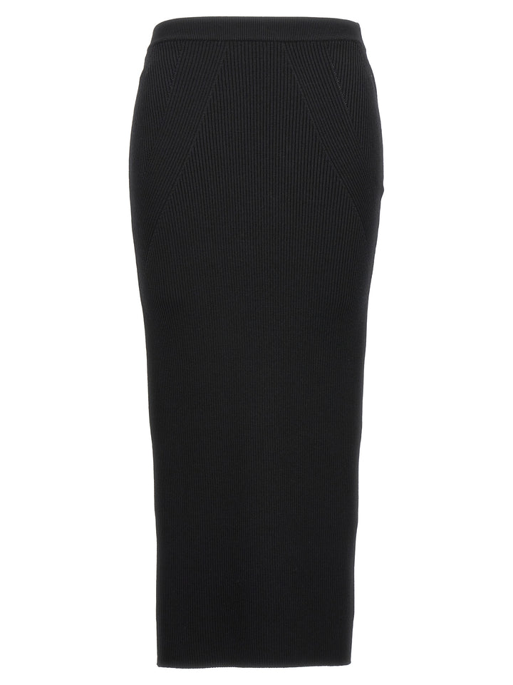 Ribbed Midi Skirt Skirts Black