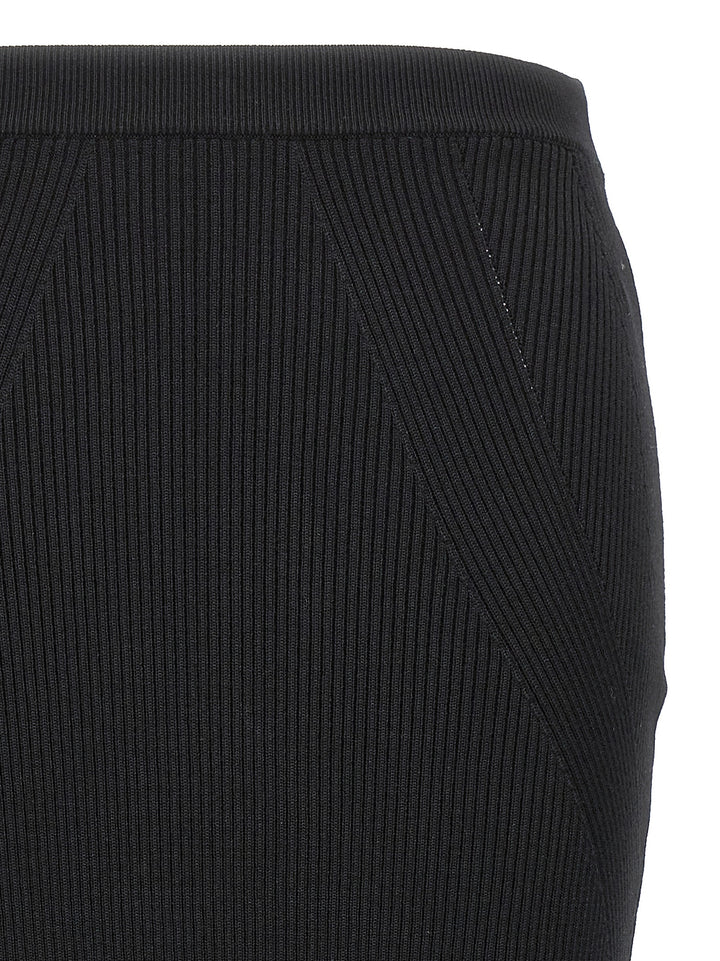 Ribbed Midi Skirt Skirts Black