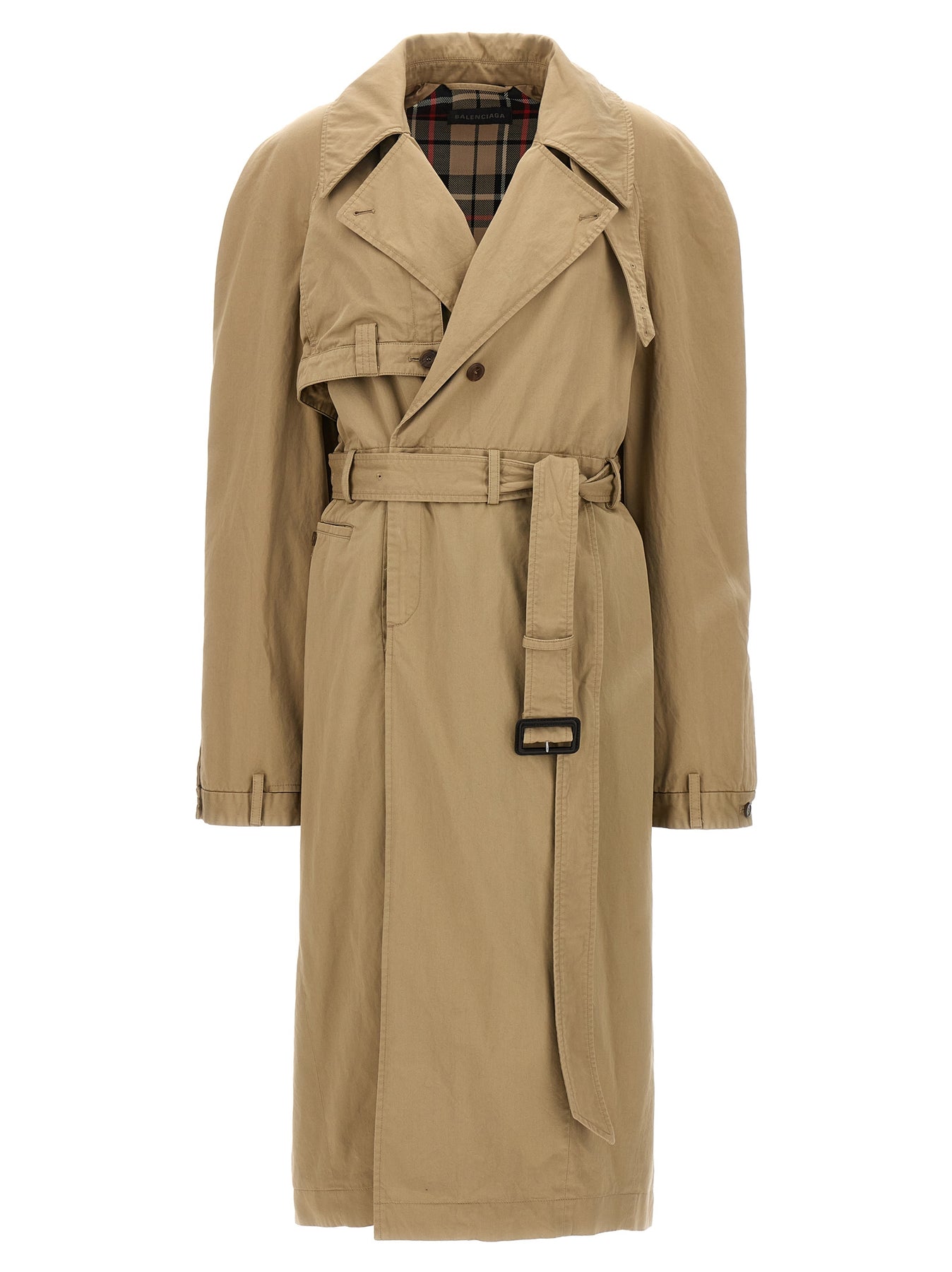 Balenciaga Deconstructed Cotton Twill Trench Coat In Beige