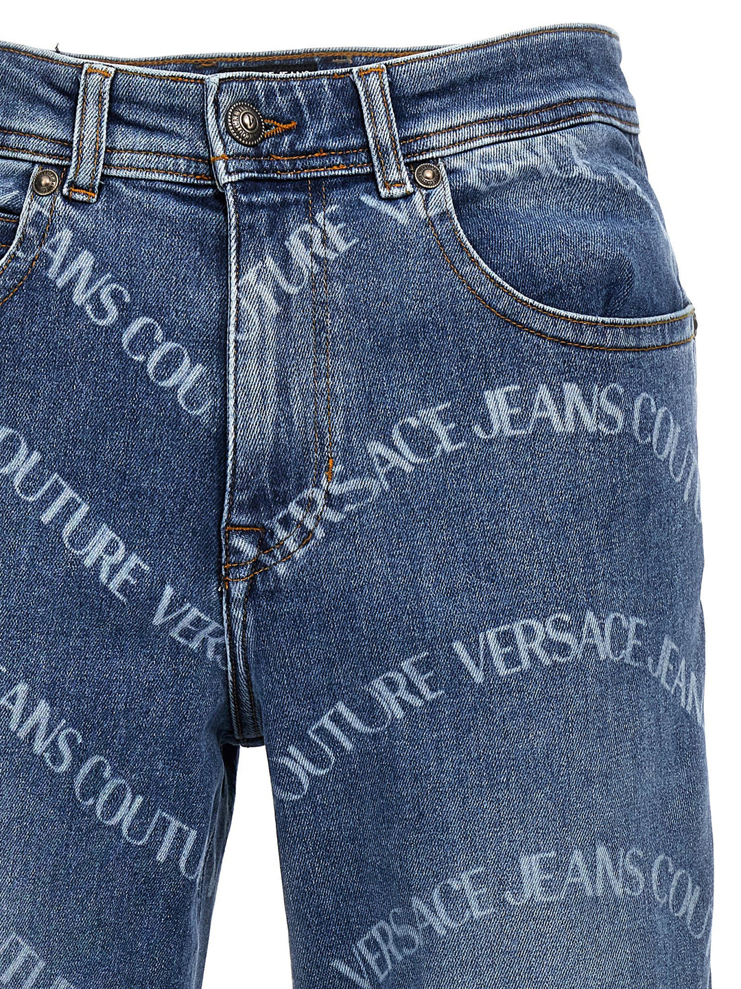 Logo Print Jeans Light Blue