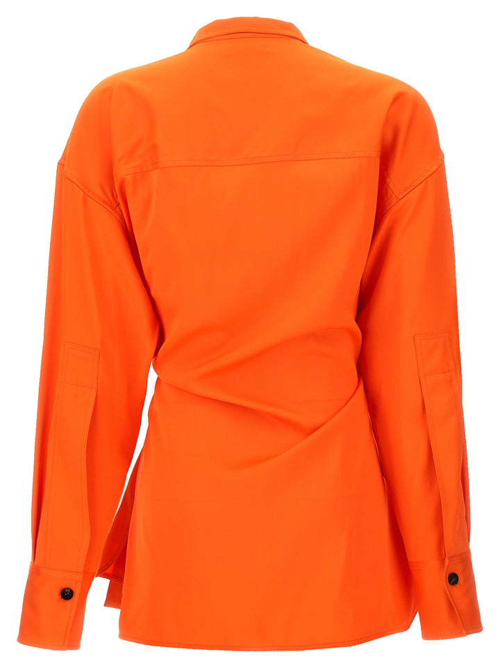 Satin Asymmetric Shirt Shirt, Blouse Orange