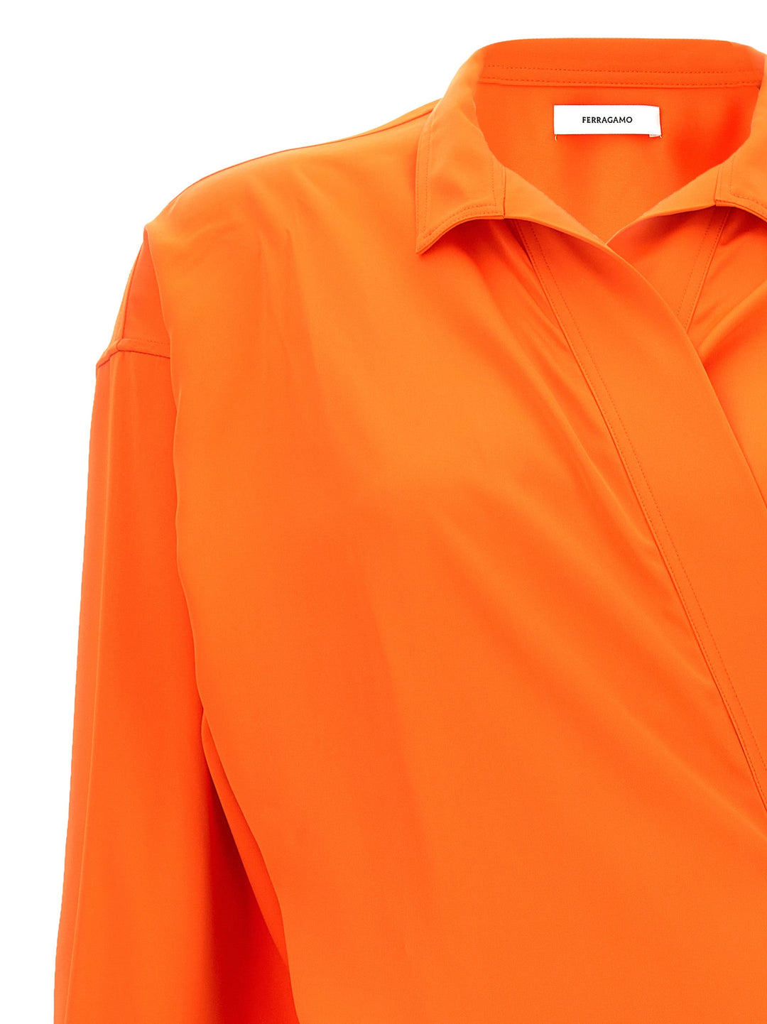 Satin Asymmetric Shirt Shirt, Blouse Orange