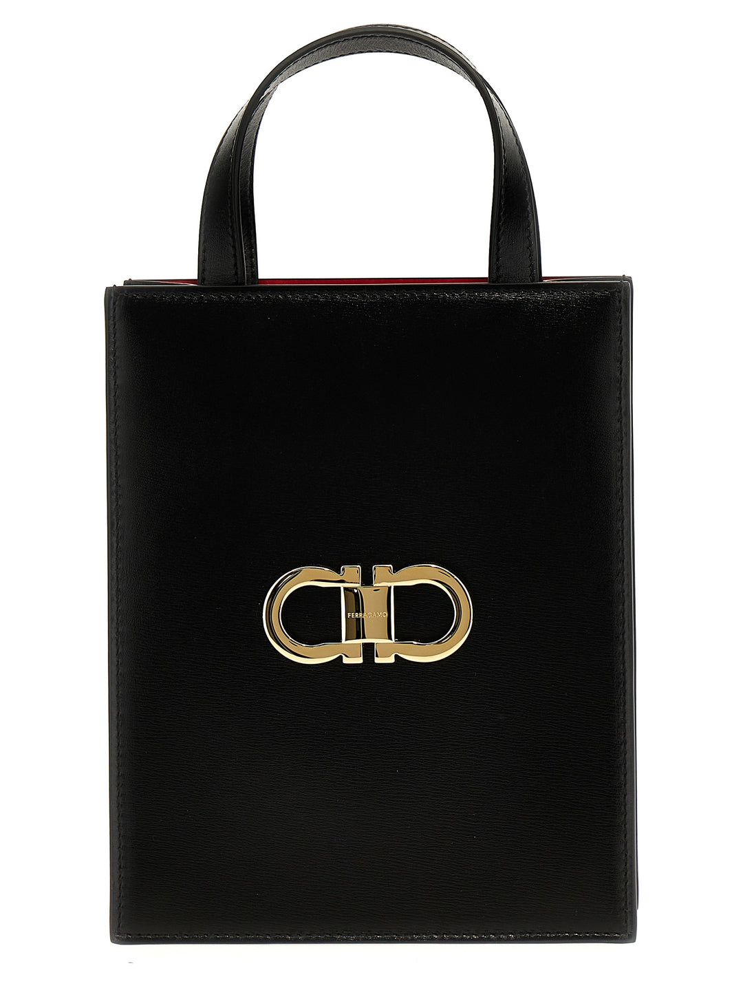 Double Gancini Mini Hand Bags Black