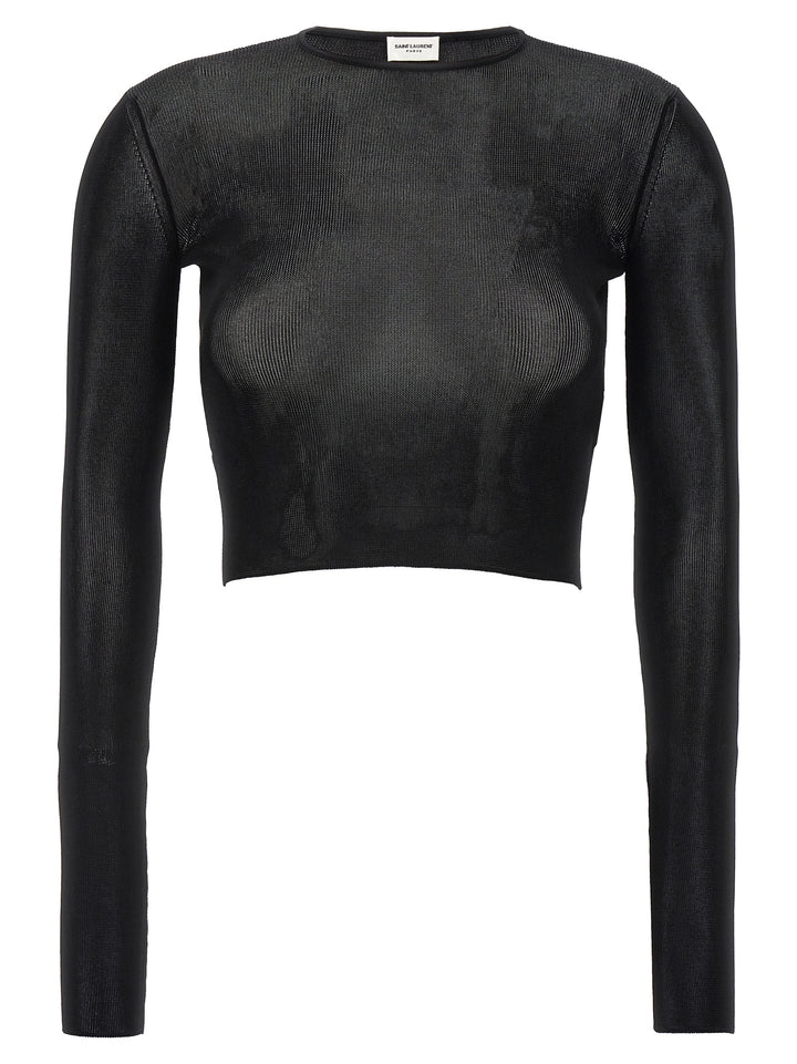 Viscose Crop Top Tops Black