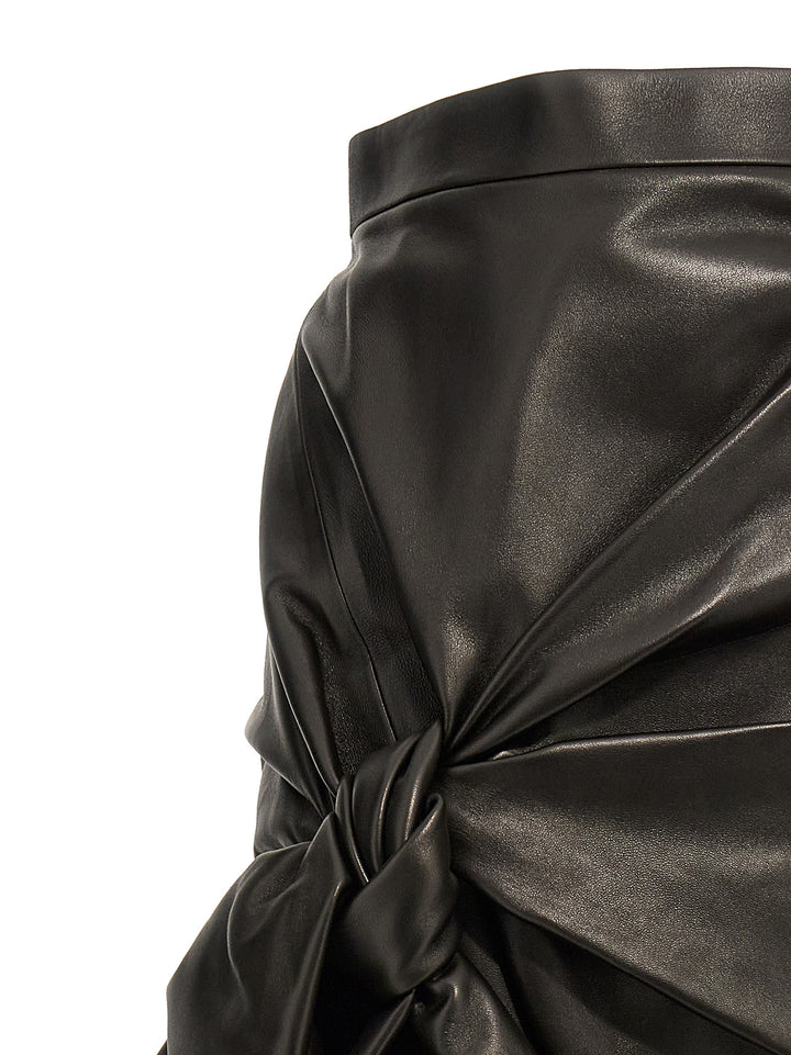 Maxi Bow Leather Skirt Skirts Black