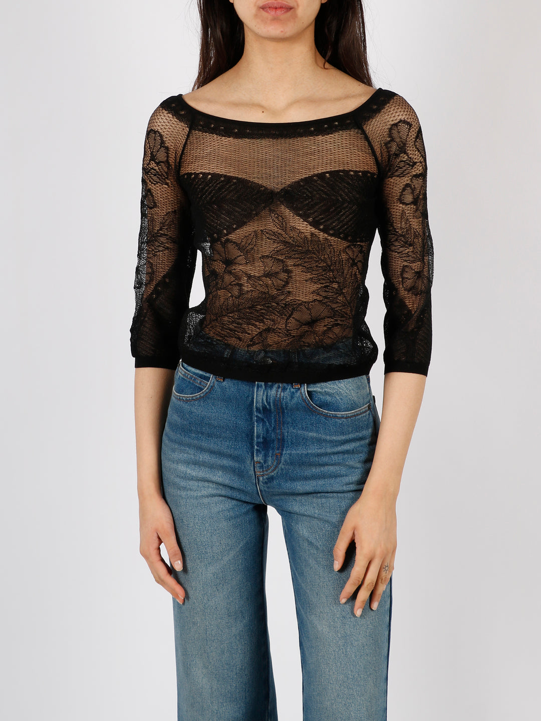 Viscose net knit top