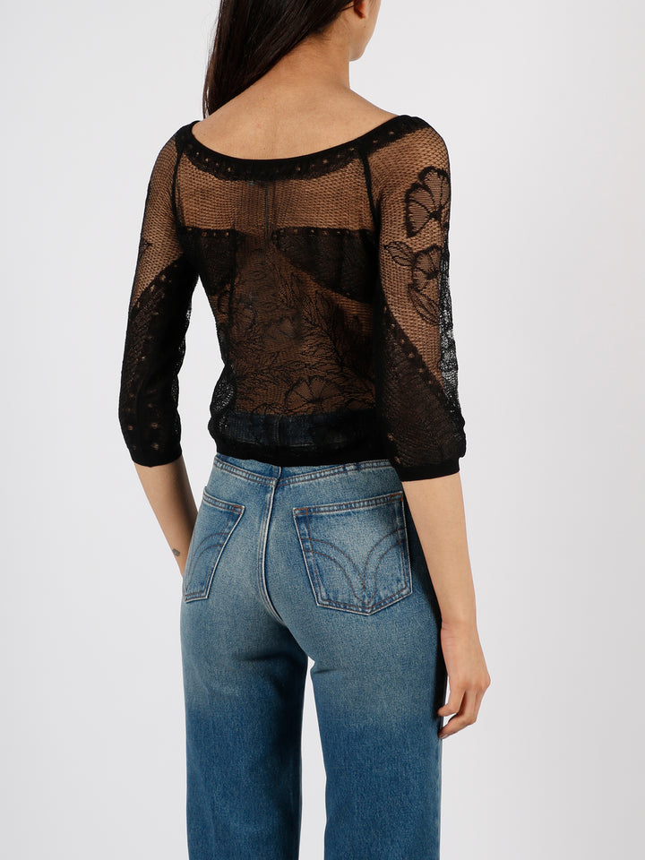 Viscose net knit top