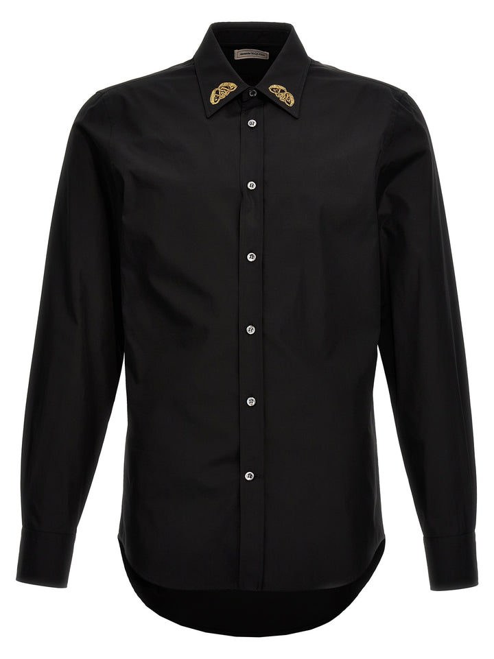 Embroidered Collar Shirt Shirt, Blouse Black