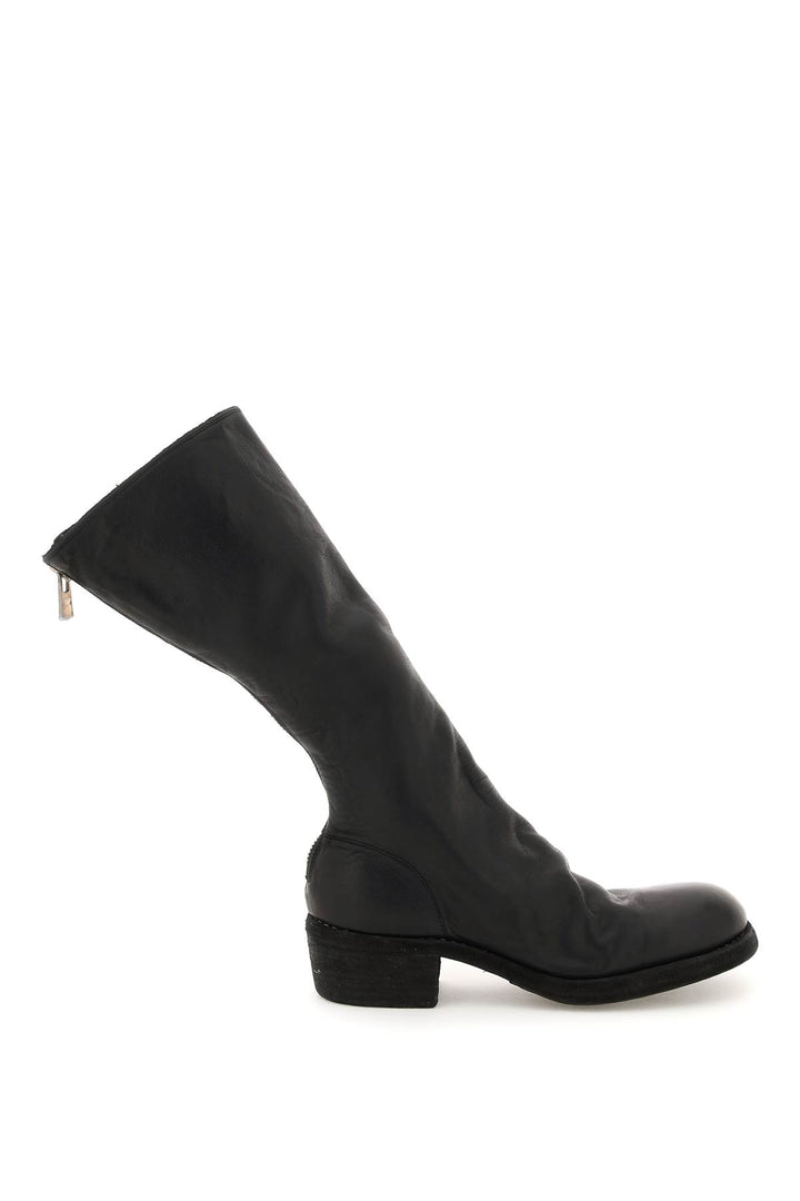 Leather Mid Calf Boots - Guidi - Women