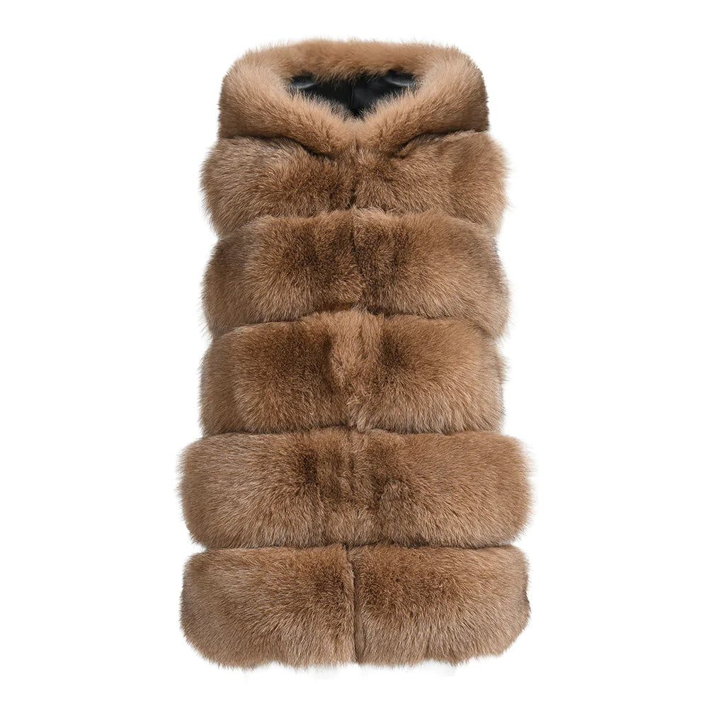 Calere Camel Vest in Fox Fur