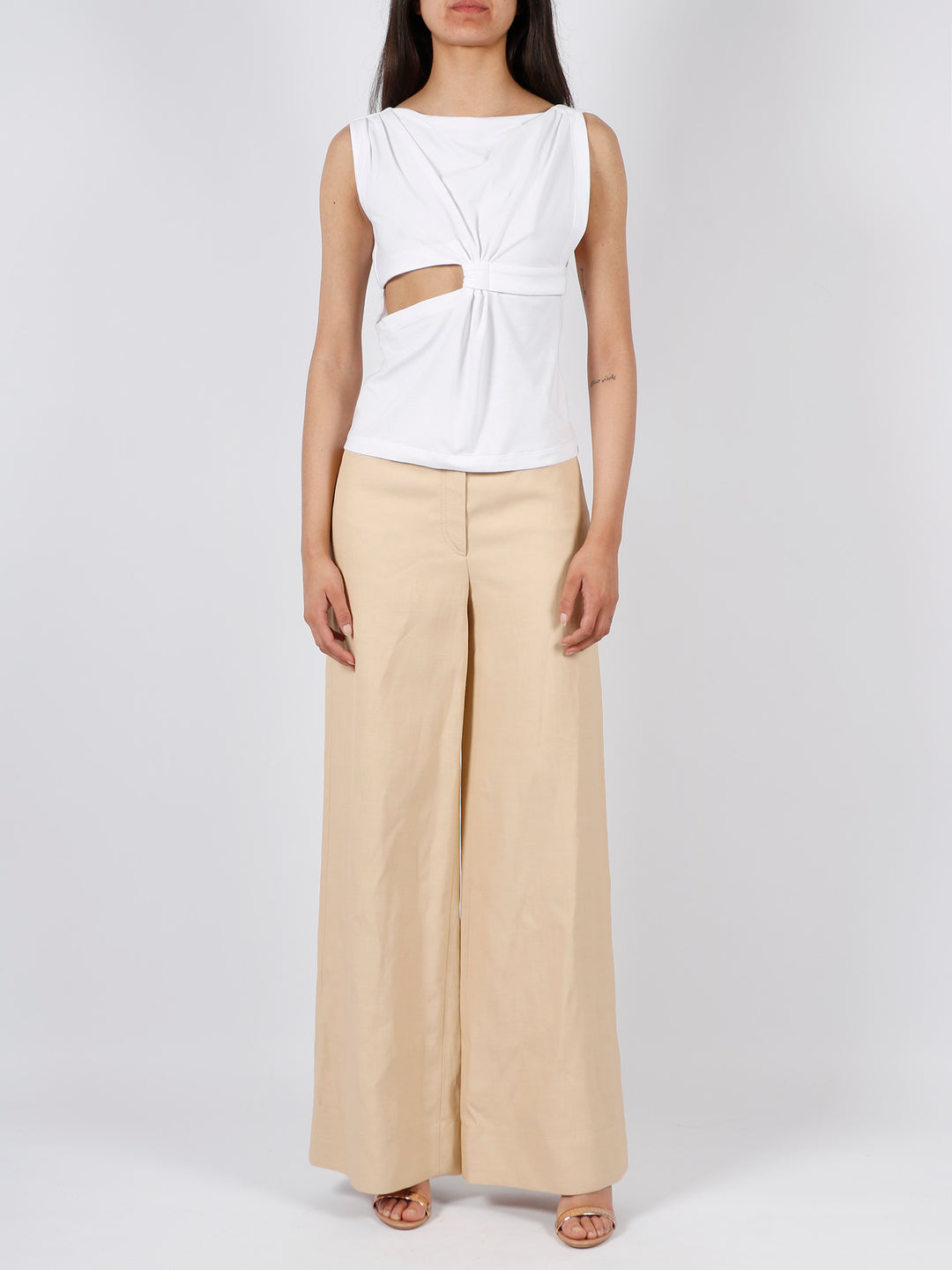 Linen blend palazzo trousers