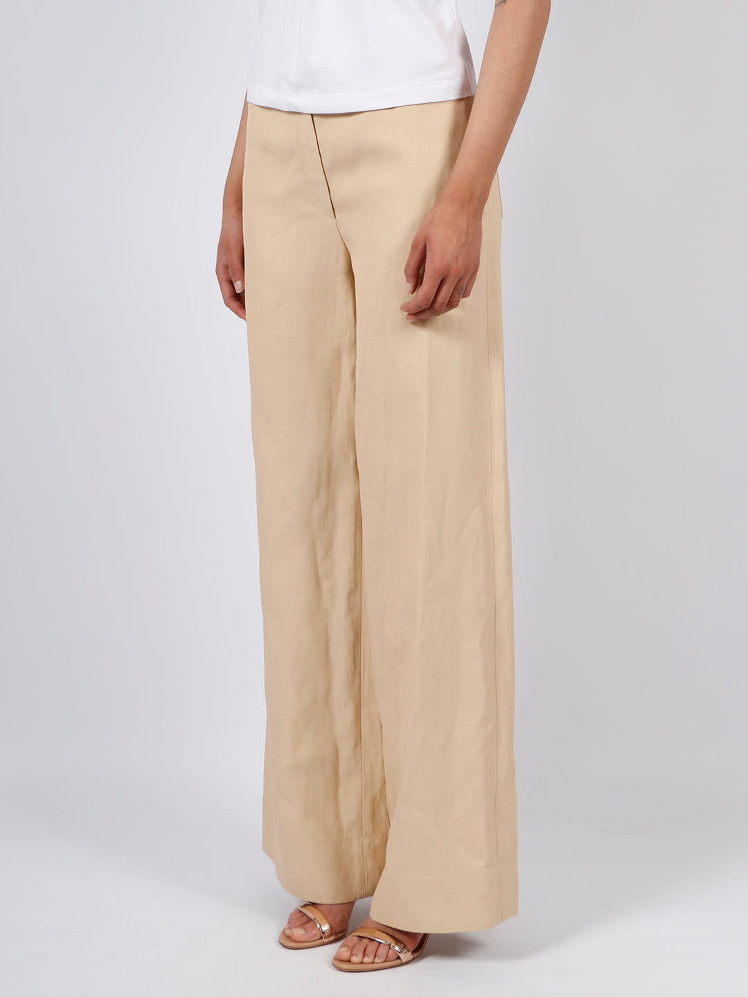 Linen blend palazzo trousers