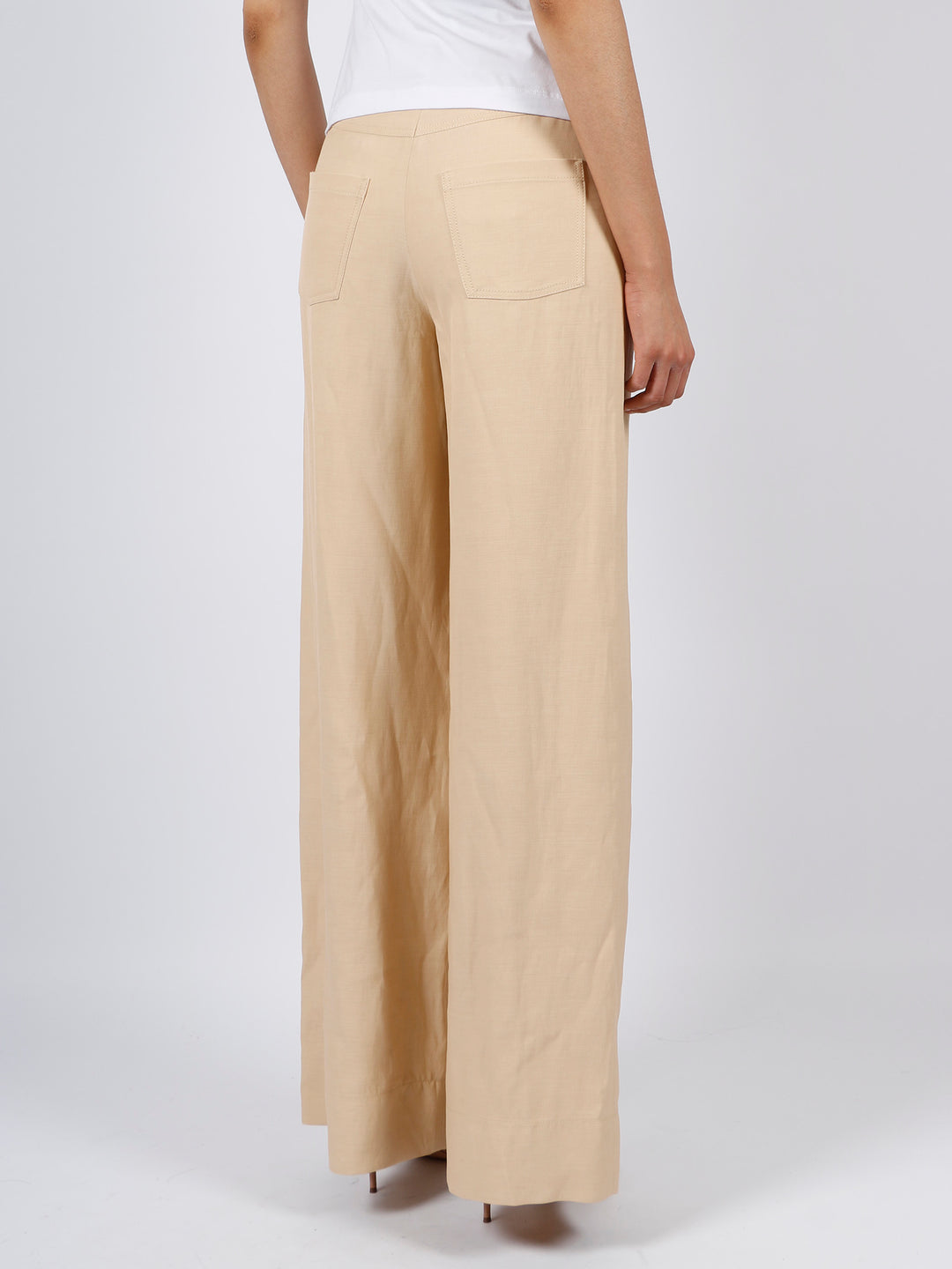 Linen blend palazzo trousers