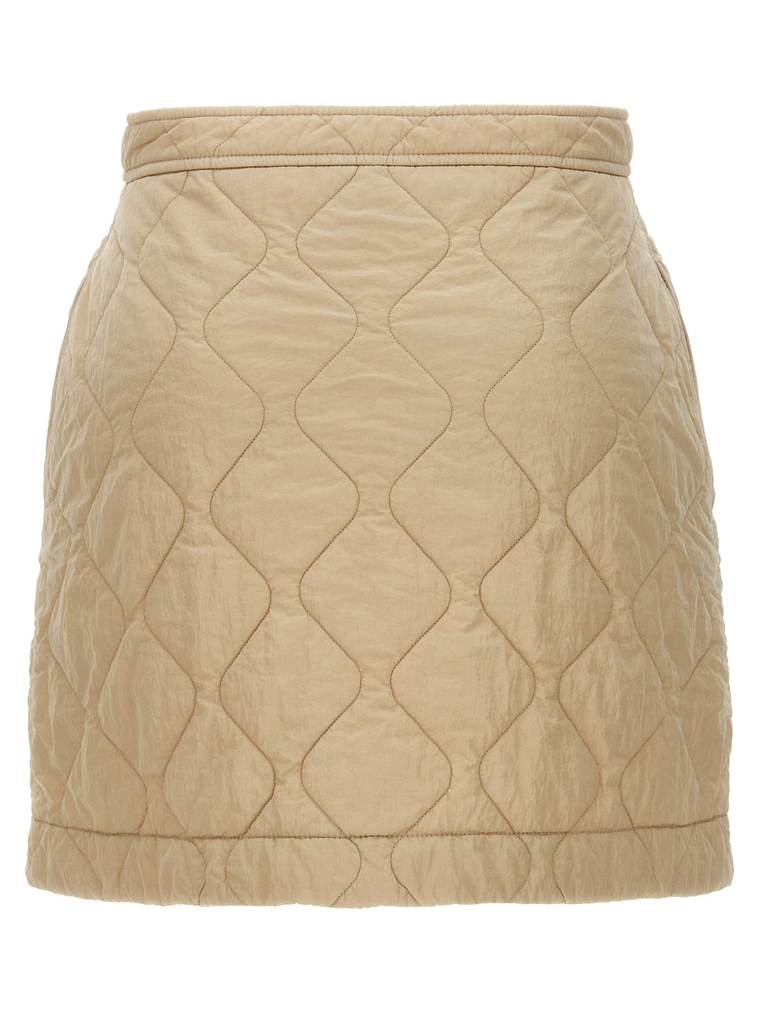 Quilted Nylon Skirt Skirts Beige