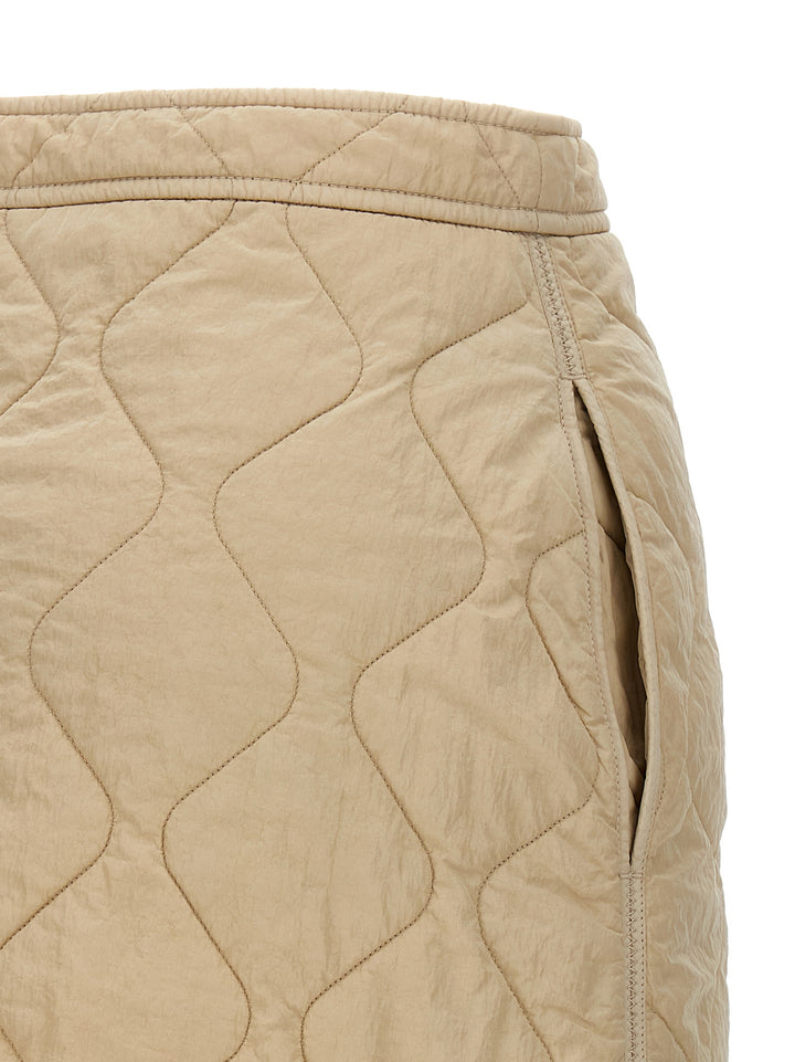 Quilted Nylon Skirt Skirts Beige