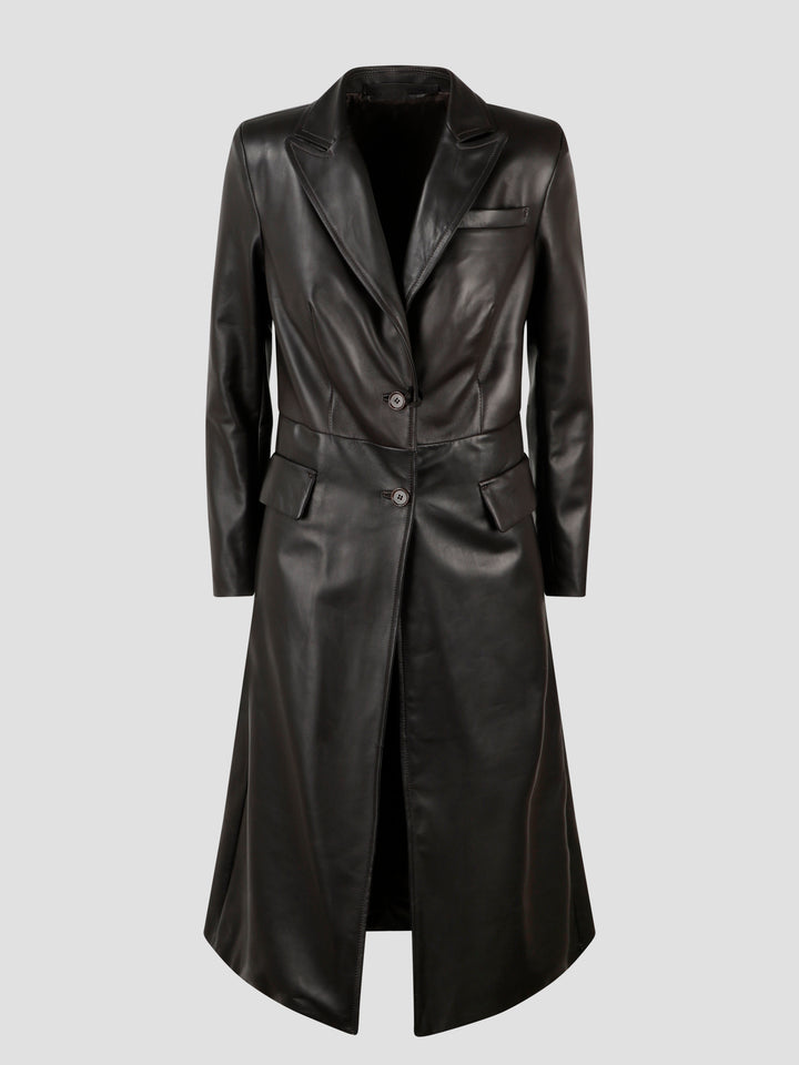 Nappa leather long coat