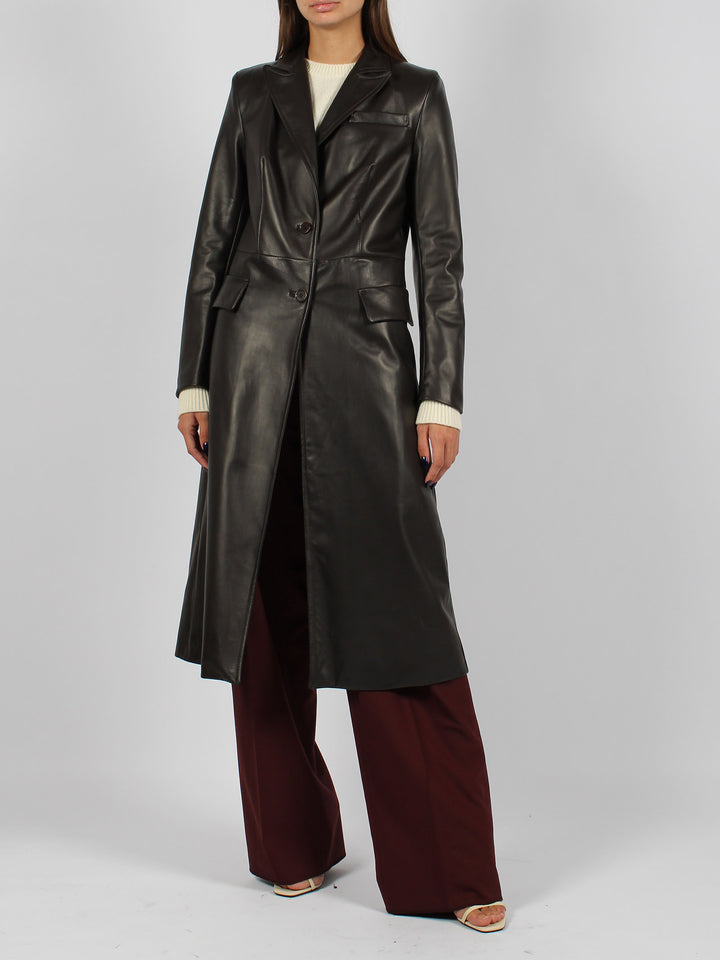 Nappa leather long coat