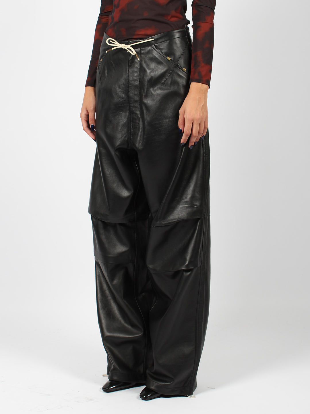 Daisy plonge nappa leather military trousers