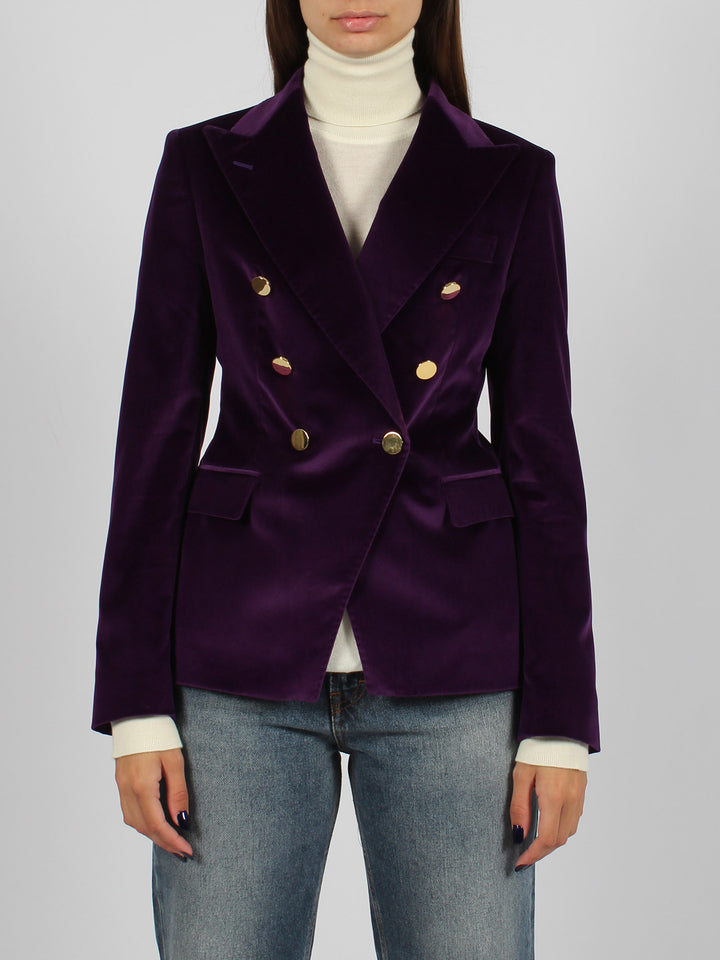 Double-breasted velvet blazer