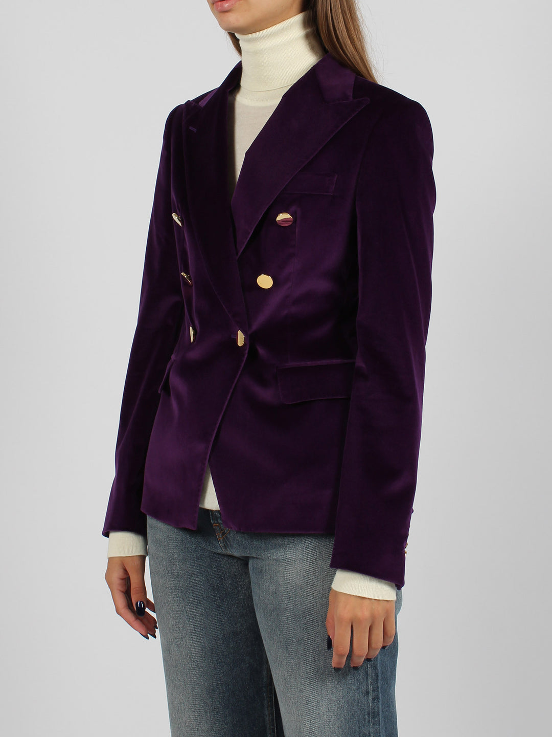 Double-breasted velvet blazer