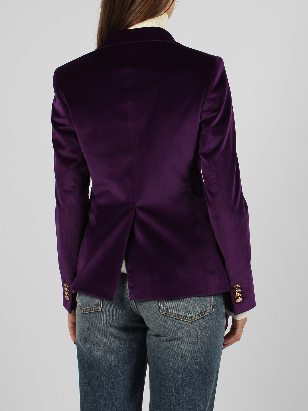 Double-breasted velvet blazer