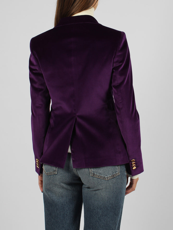 Double-breasted velvet blazer