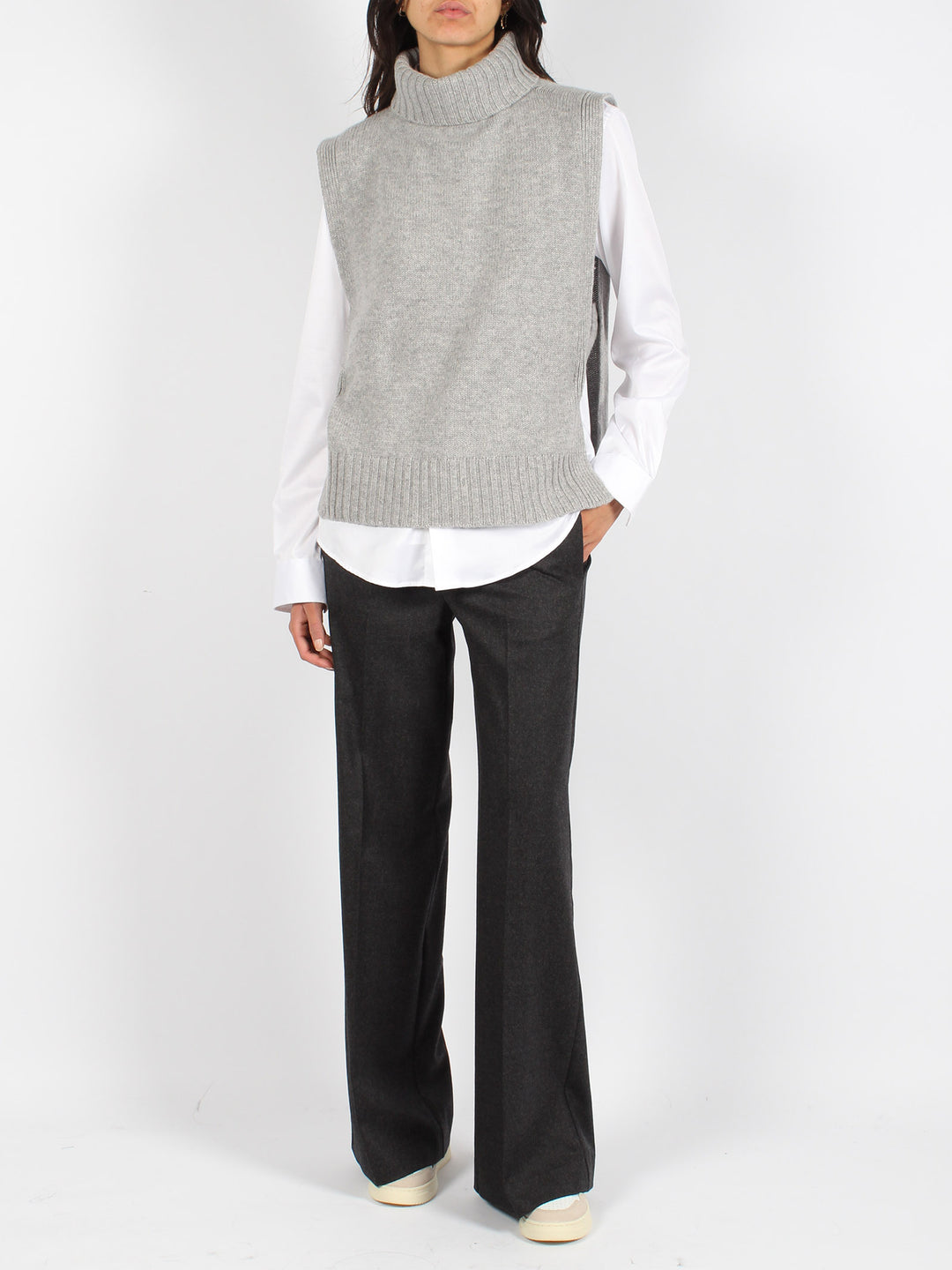 Wool wide leg pant