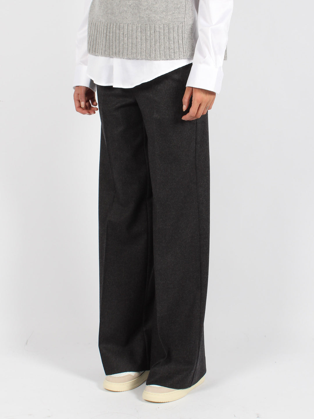 Wool wide leg pant