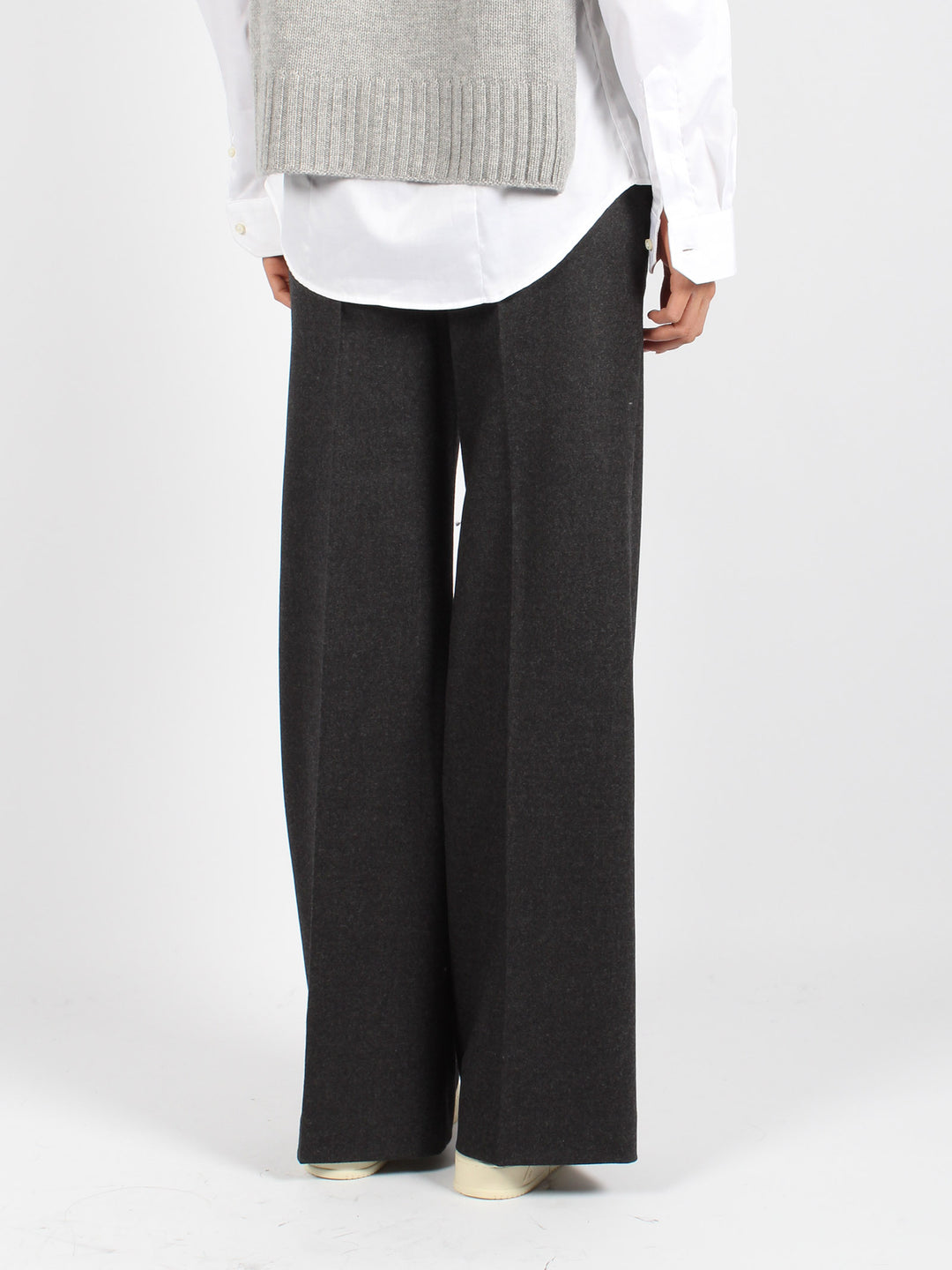 Wool wide leg pant