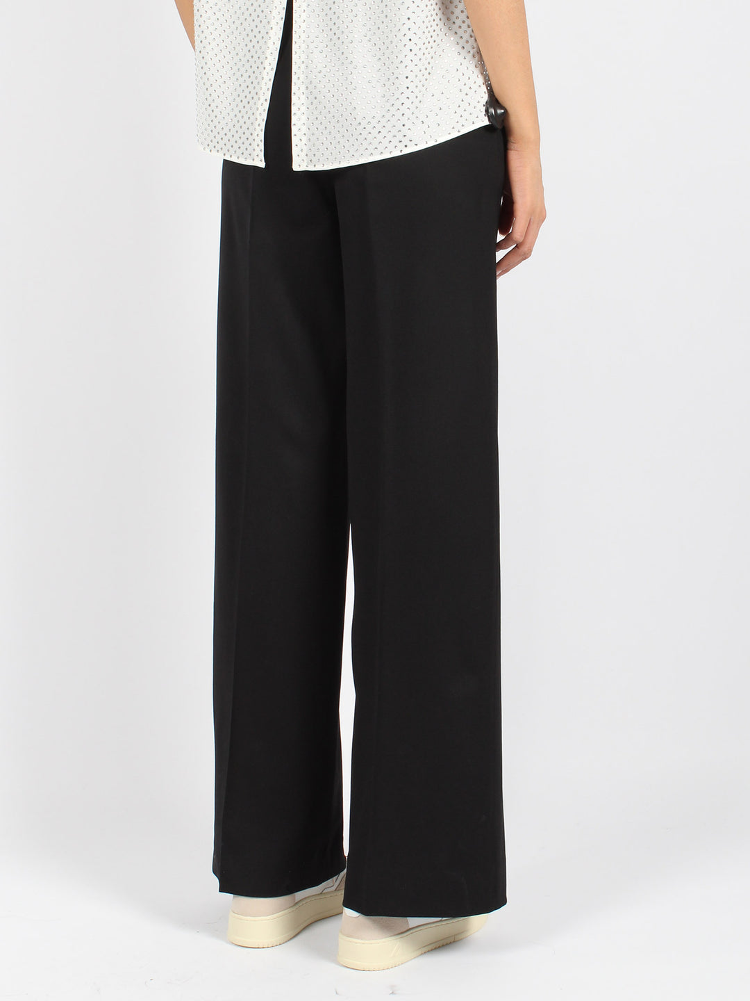 Twill wide tailored trousers