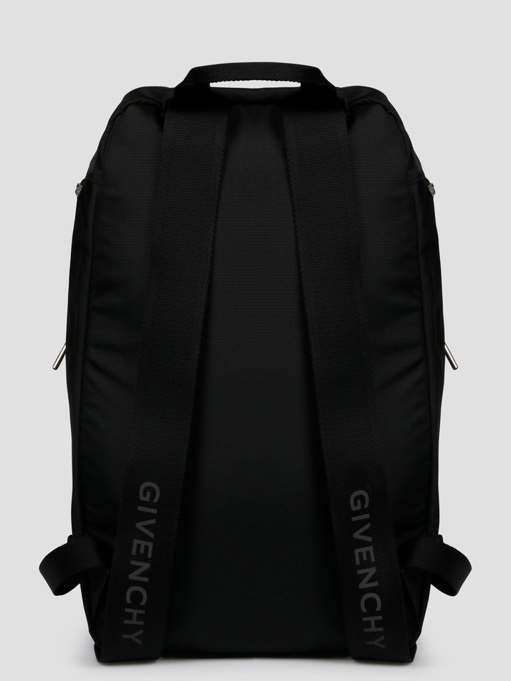 Nylon backpack with frontal logo