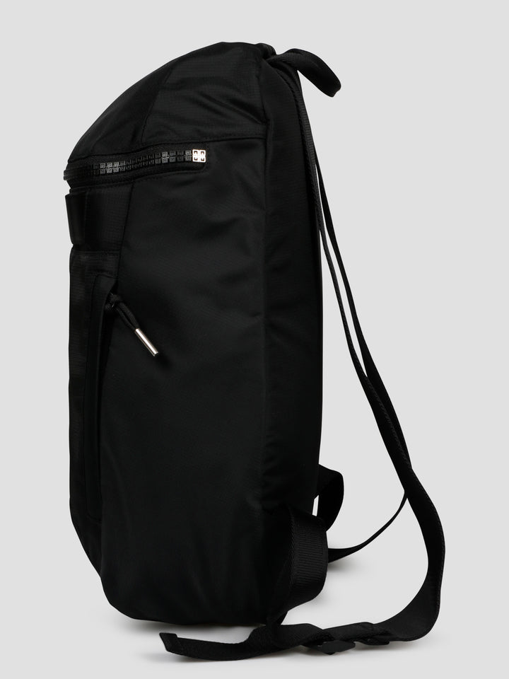 Nylon backpack with frontal logo