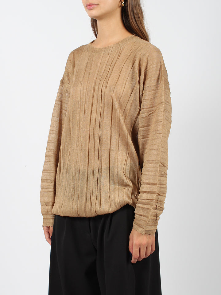 Semi-sheer pleated top