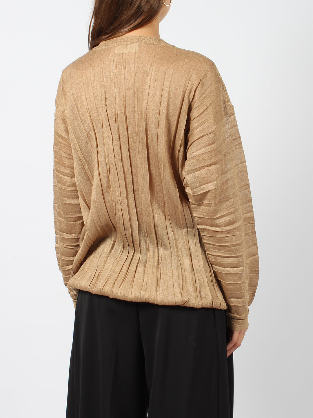 Semi-sheer pleated top