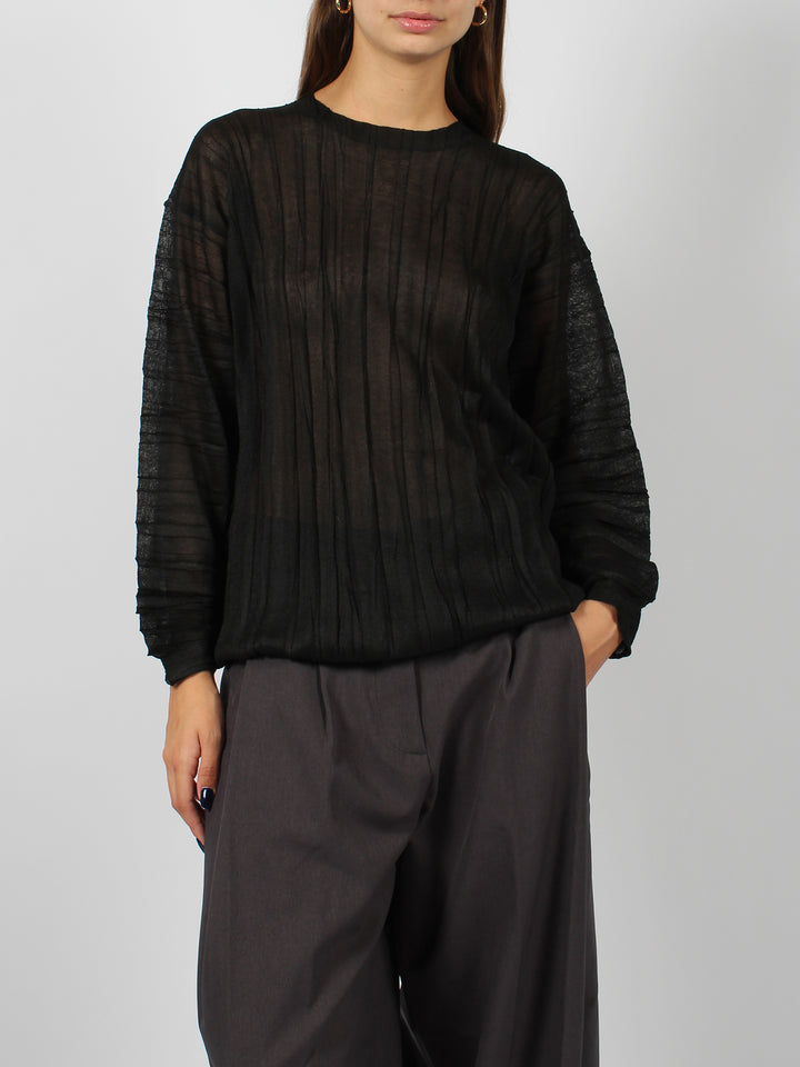 Semi-sheer pleated top