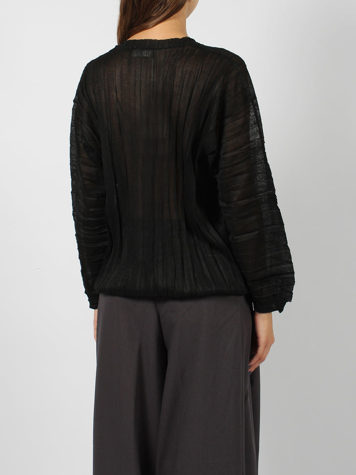 Semi-sheer pleated top