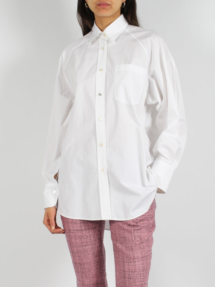 Cotton poplin straight shirt