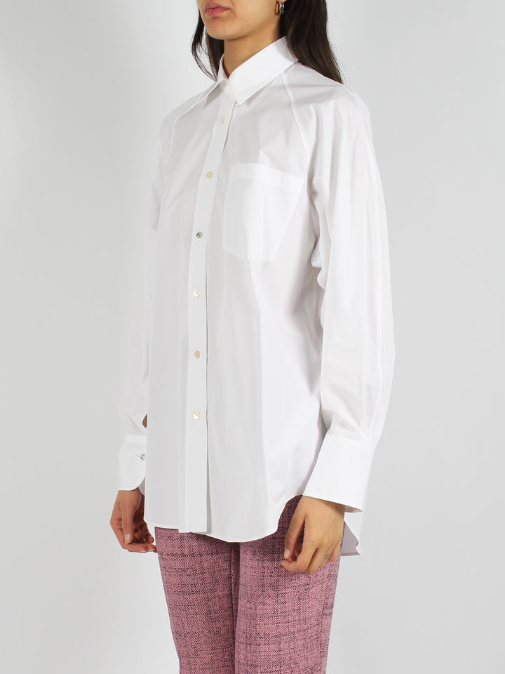 Cotton poplin straight shirt