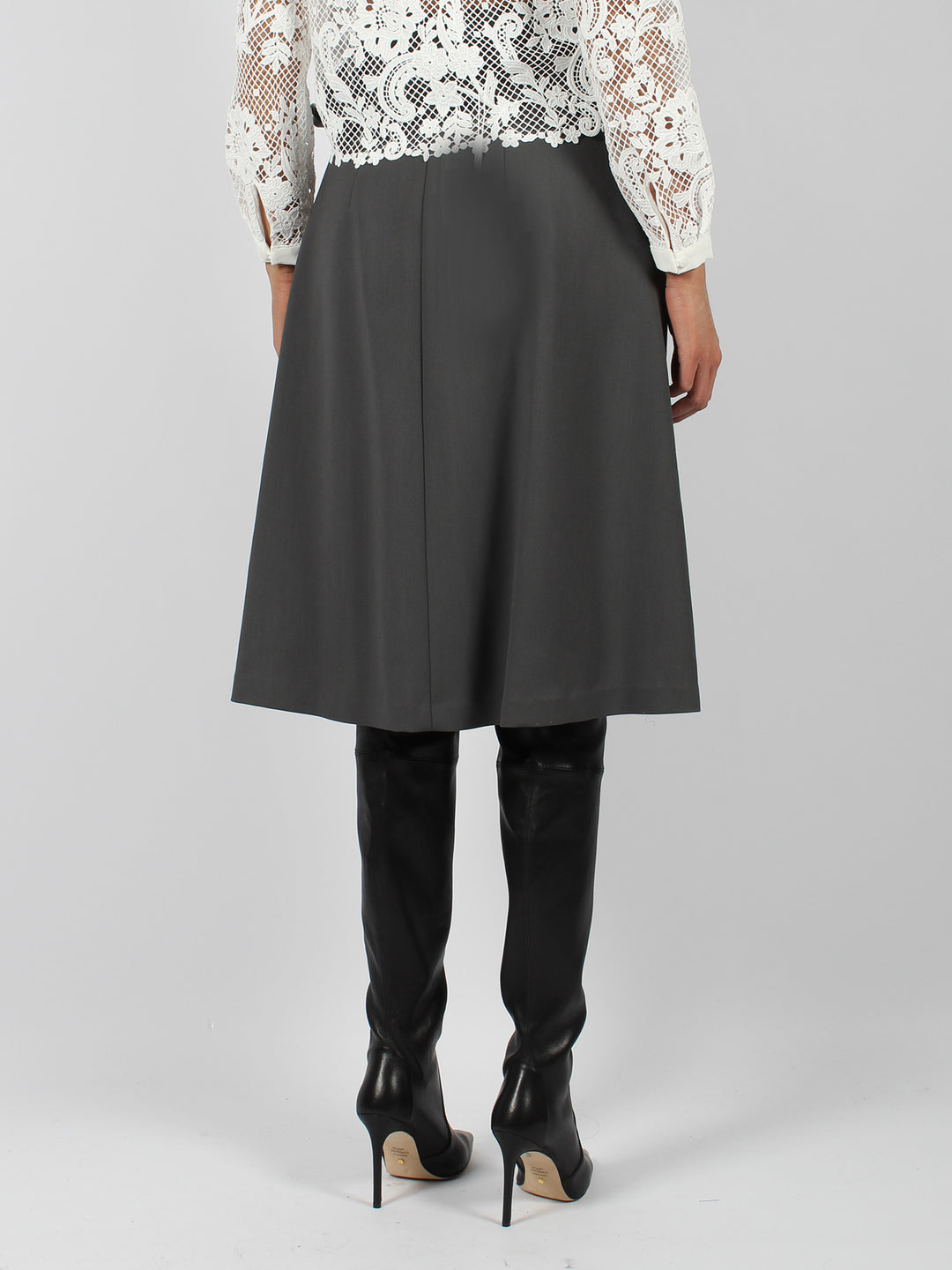 Belted midi skirt