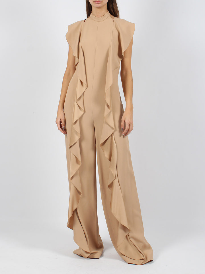 Ruffled enver satin jumpsuit